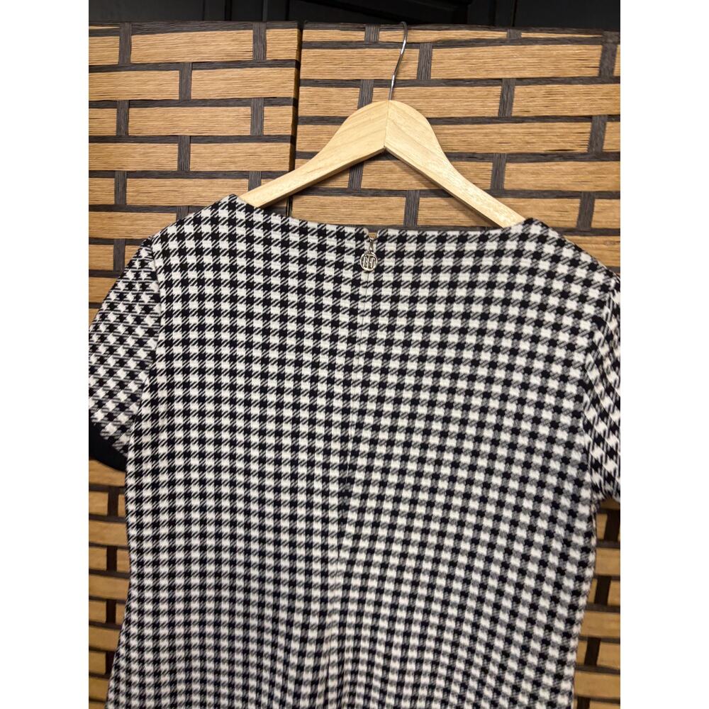 Tommy Hilfiger Black & White Houndstooth Print Short Sleeve Shift Dress Size 14 - Picture 6 of 9